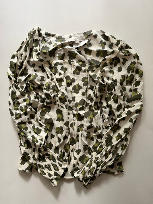 Blouse Long Sleeve By Loft In Green, Size: Petite  Medium