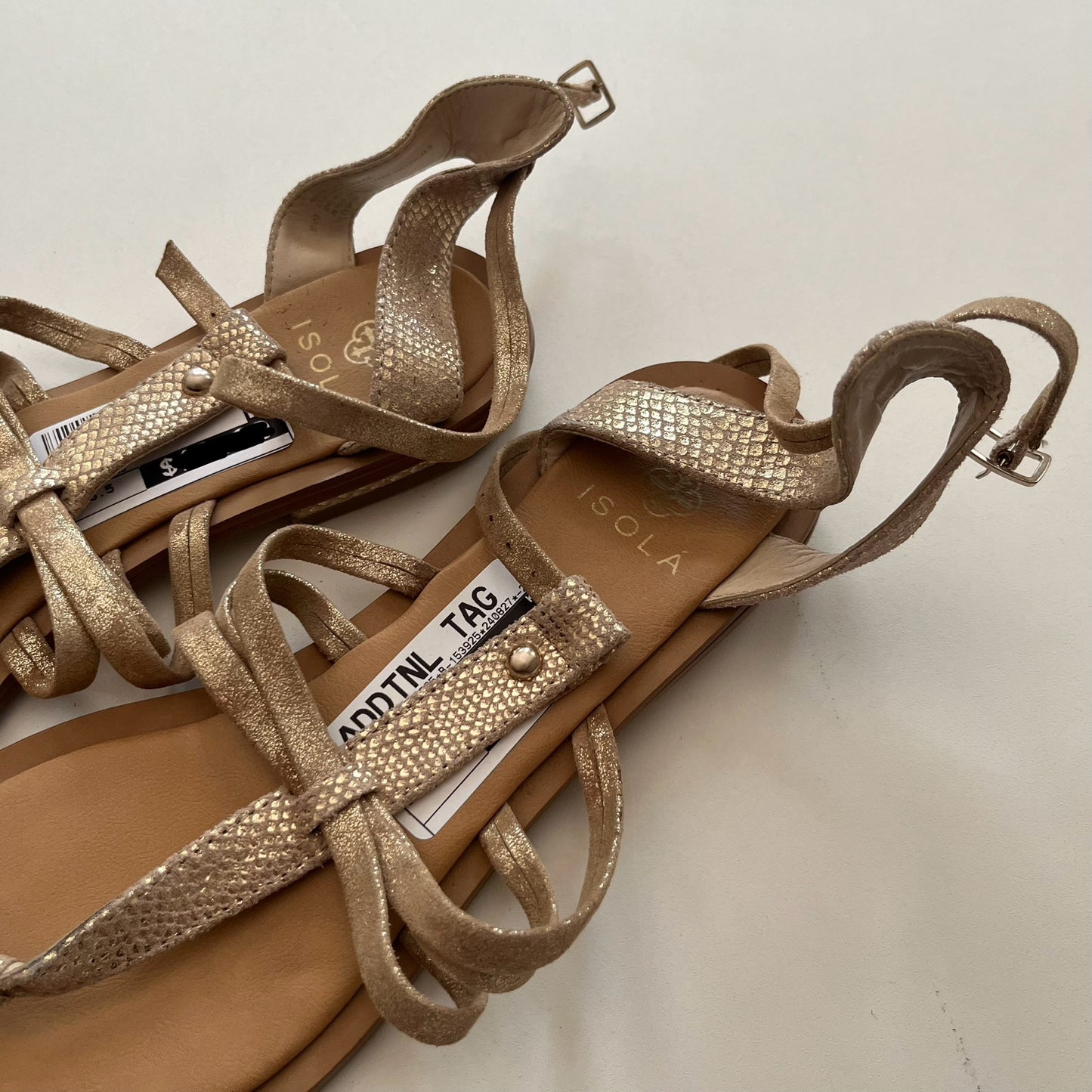 Sandals Flats By Isola In Gold, Size: 8.5