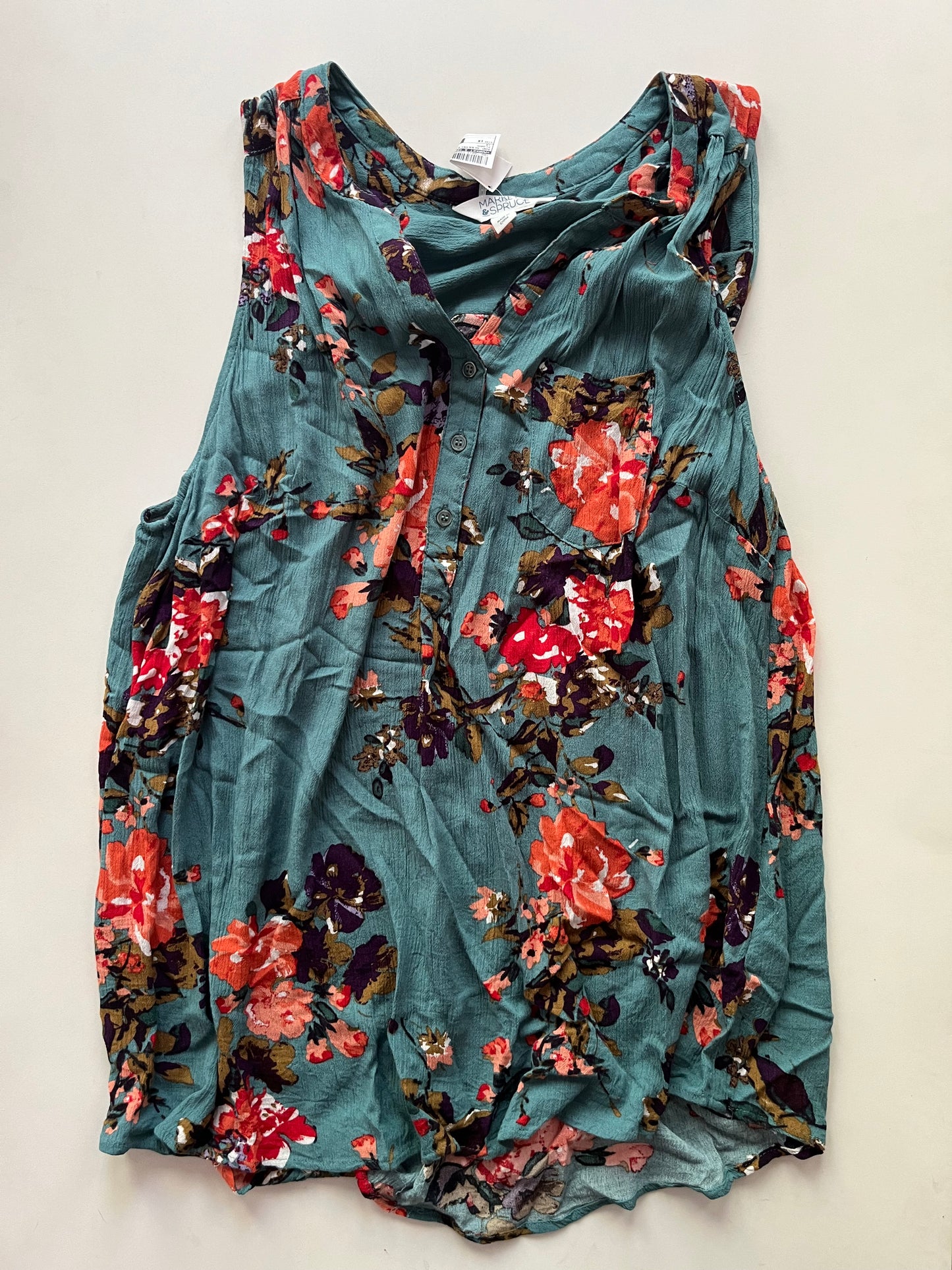 Top Sleeveless By Market & Spruce In Floral, Size: 1x