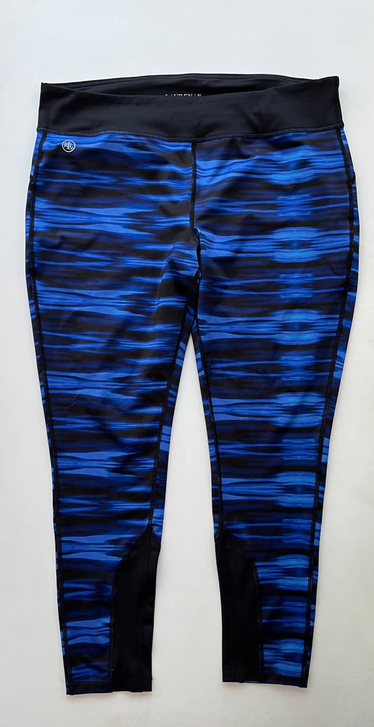 Athletic Leggings By Lauren By Ralph Lauren In Blue Black, Size: Xl