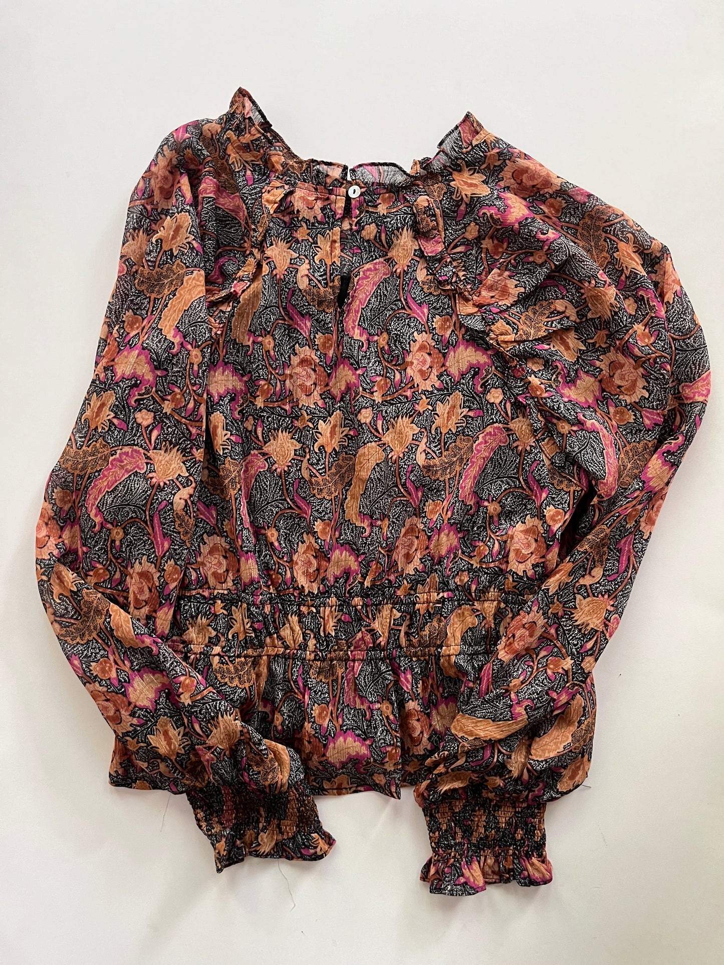 Blouse Long Sleeve By Entro In Floral, Size: L