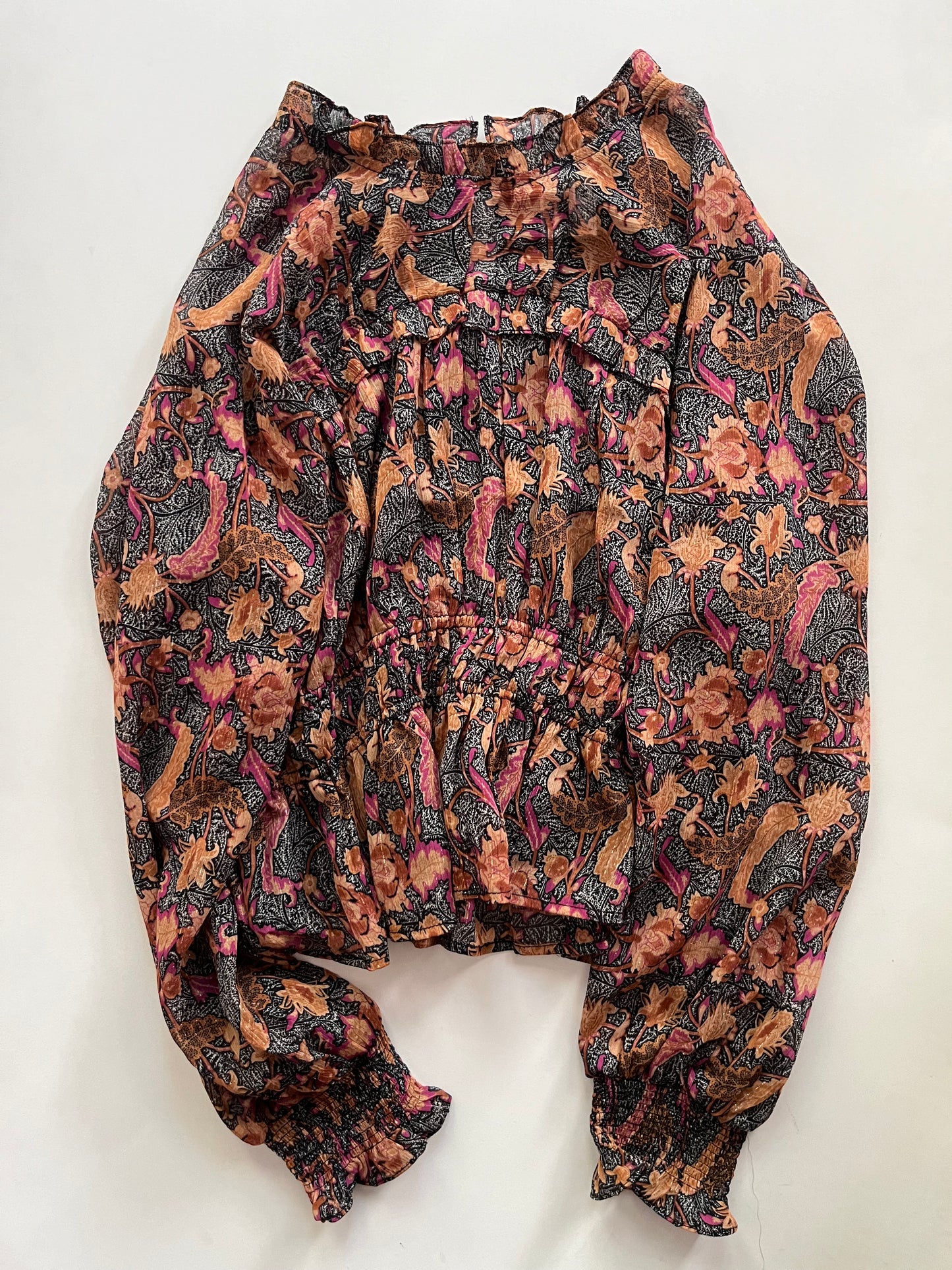 Blouse Long Sleeve By Entro In Floral, Size: L