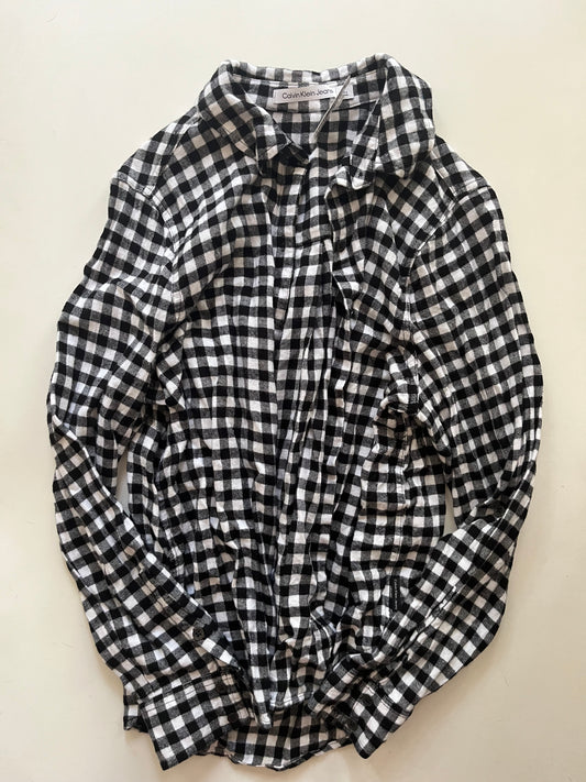 Top Long Sleeve By Calvin Klein In Plaid, Size: M