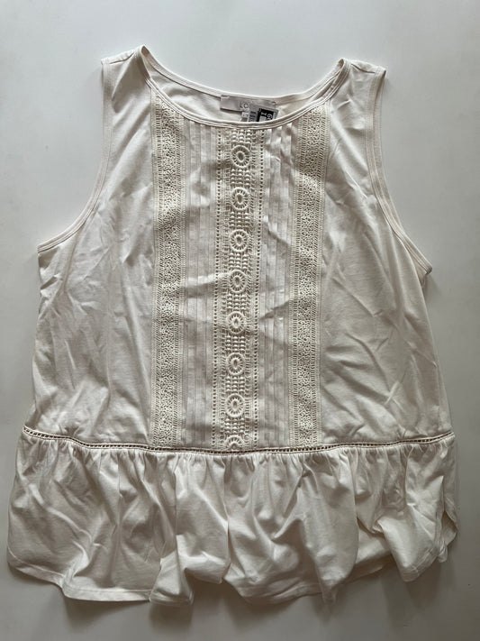 Top Sleeveless By Loft In Cream, Size: L