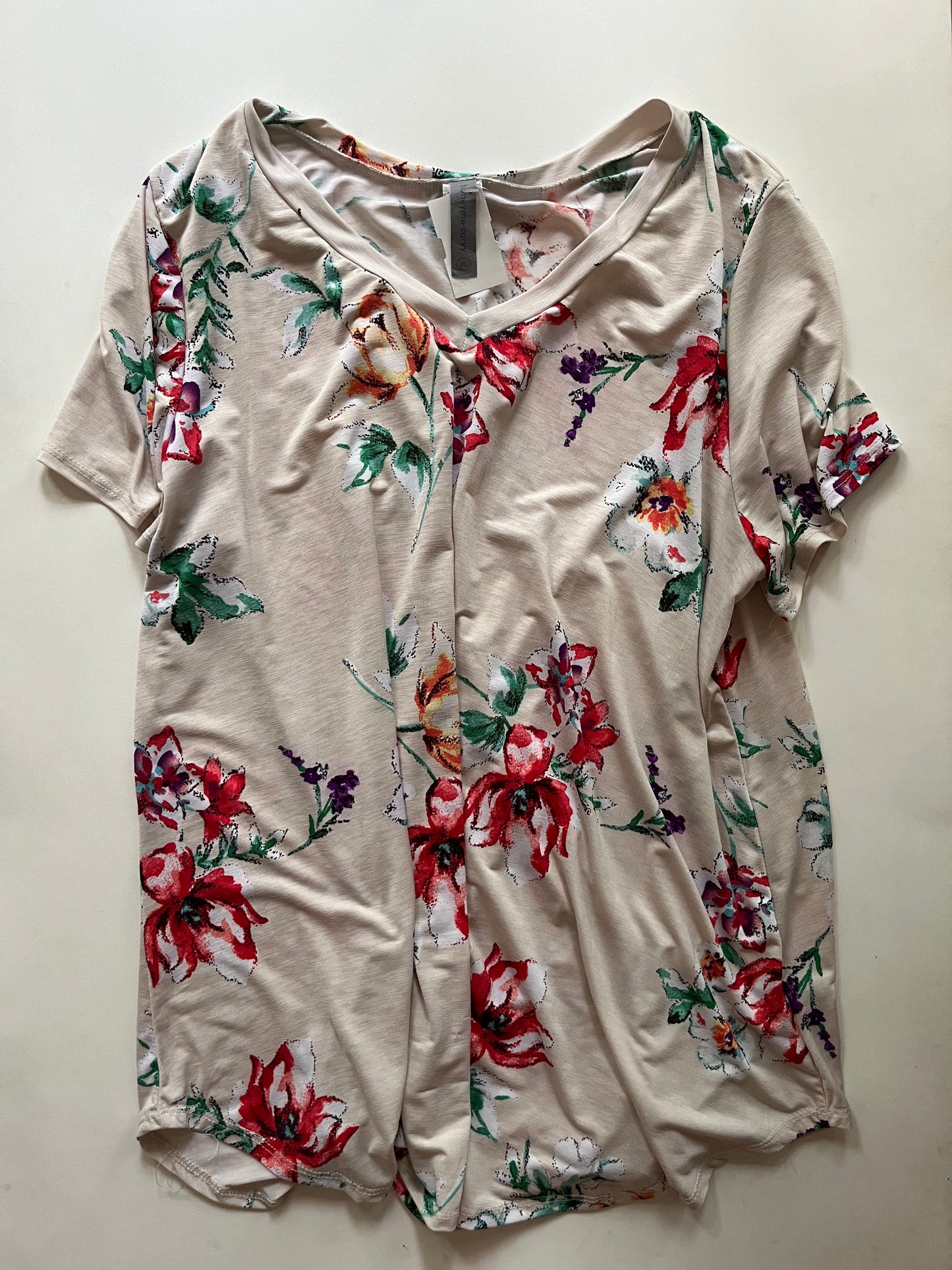 Blouse Short Sleeve By Honeyme In Floral, Size: Xl