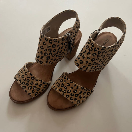 Sandals Heels Block By Toms In Animal Print, Size: 10