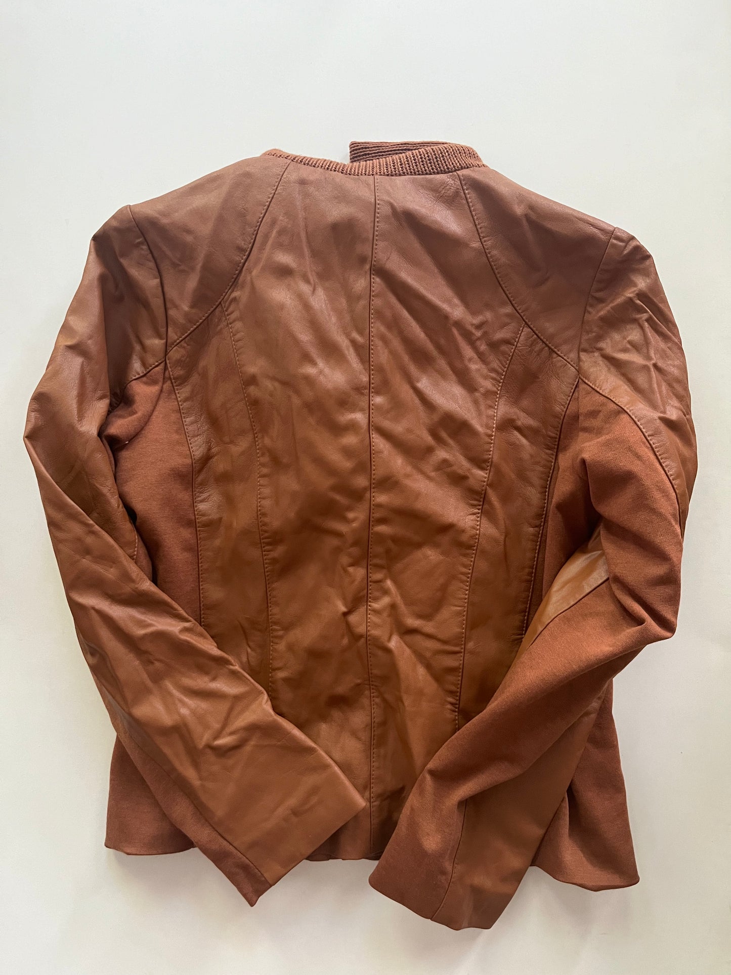 Jacket Moto Leather By Iman Hsn In Brown, Size: Xs