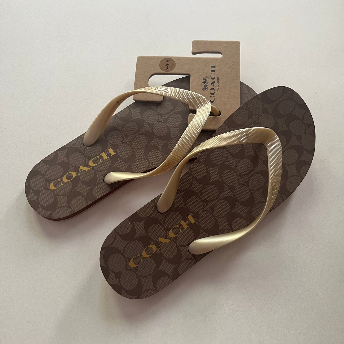 Sandals Flip Flops By Coach In Brown, Size: 11