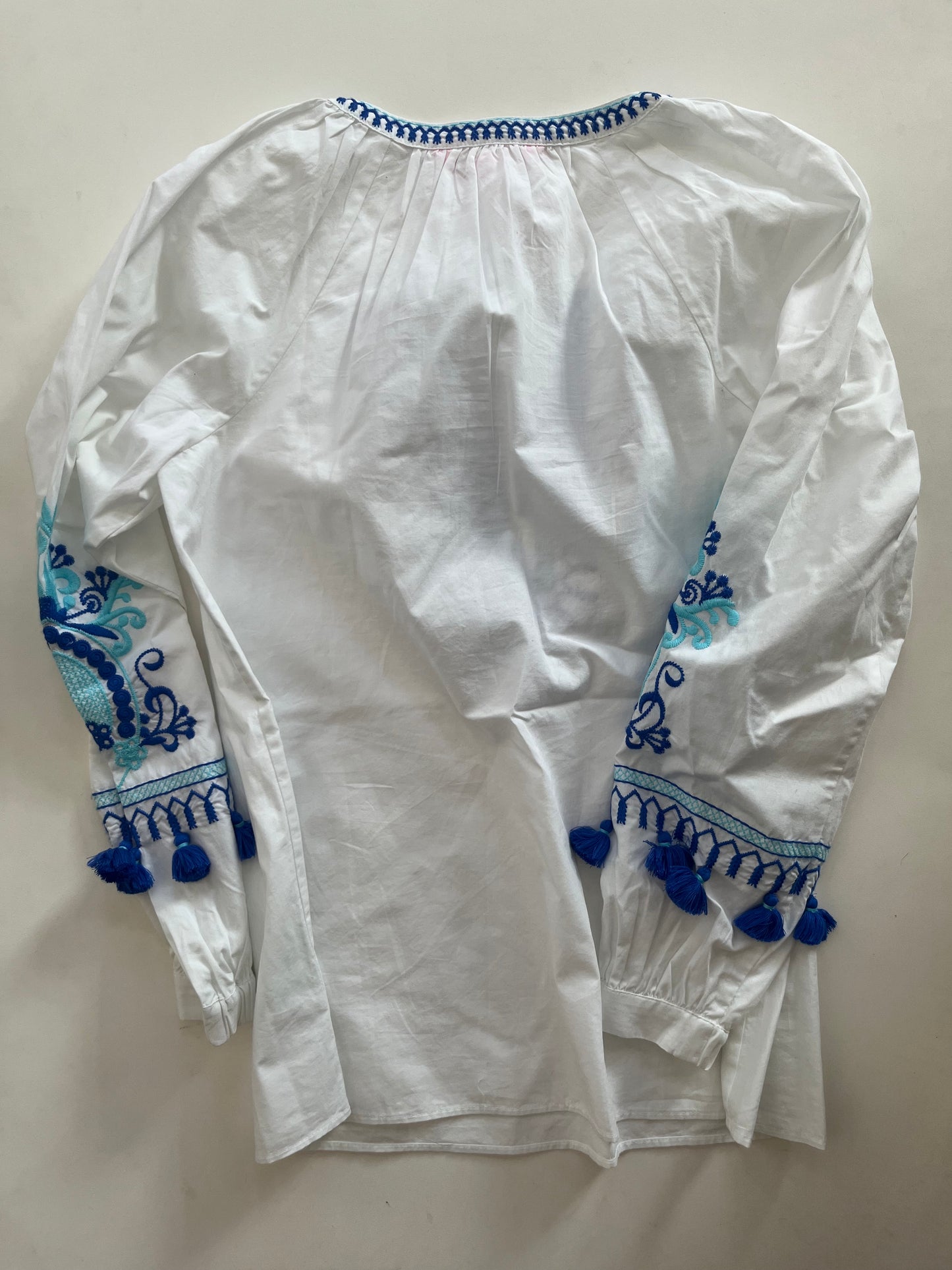 Top Long Sleeve By Lilly Pulitzer In White Blue, Size: Xs