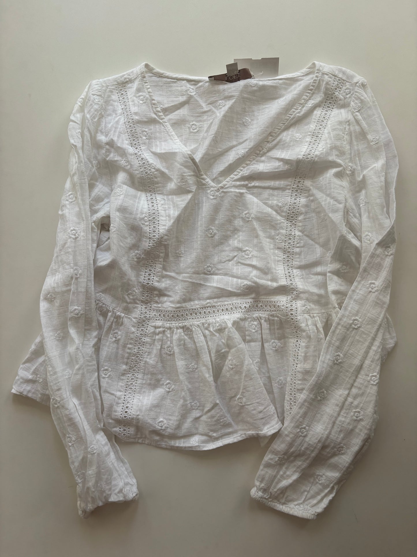 Top Long Sleeve By Loft In White, Size: S