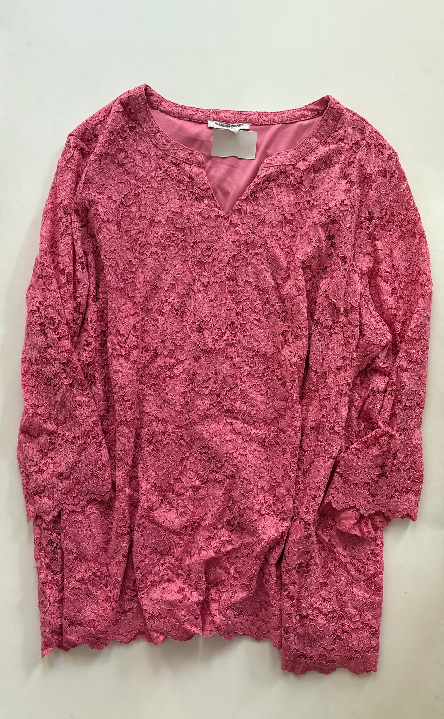 Blouse Long Sleeve By Allison Daley In Pink, Size: 2x