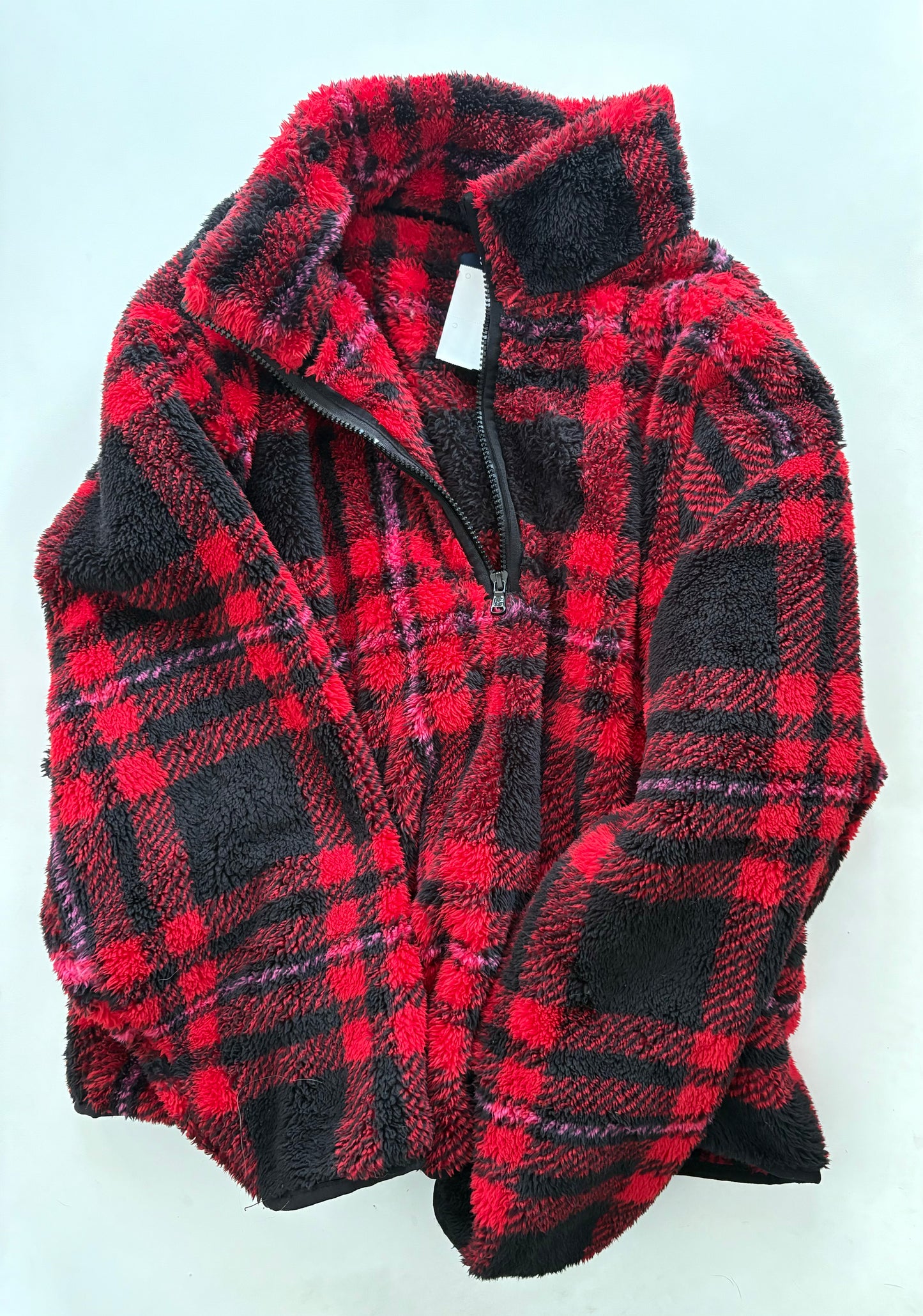 Jacket Fleece By Chaps In Plaid Pattern, Size: L