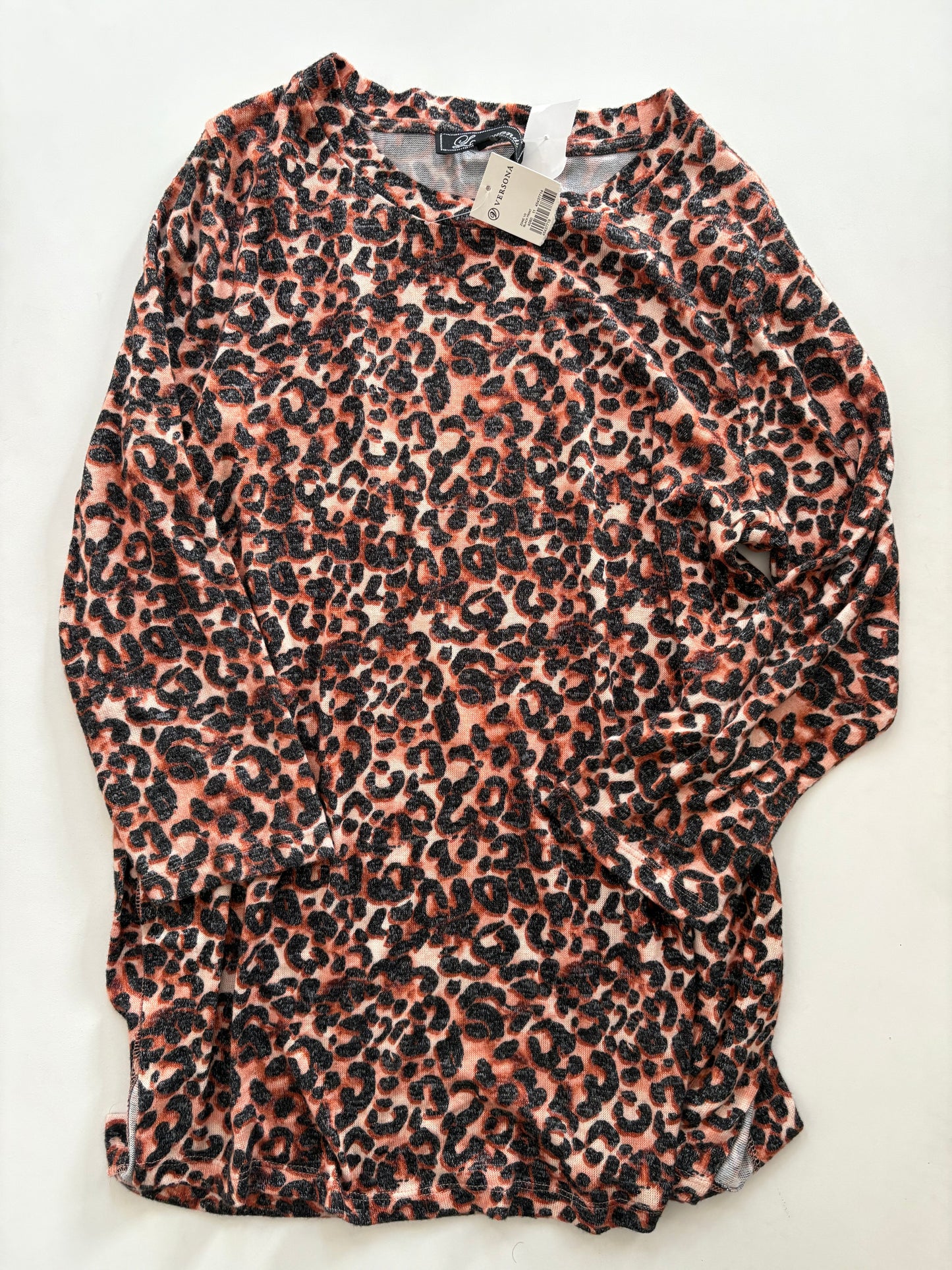 Top Long Sleeve By Versona In Animal Print, Size: L