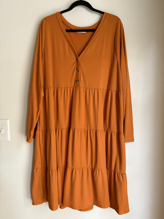 Dress Casual Midi By Chicsoul In Brown, Size: 3x