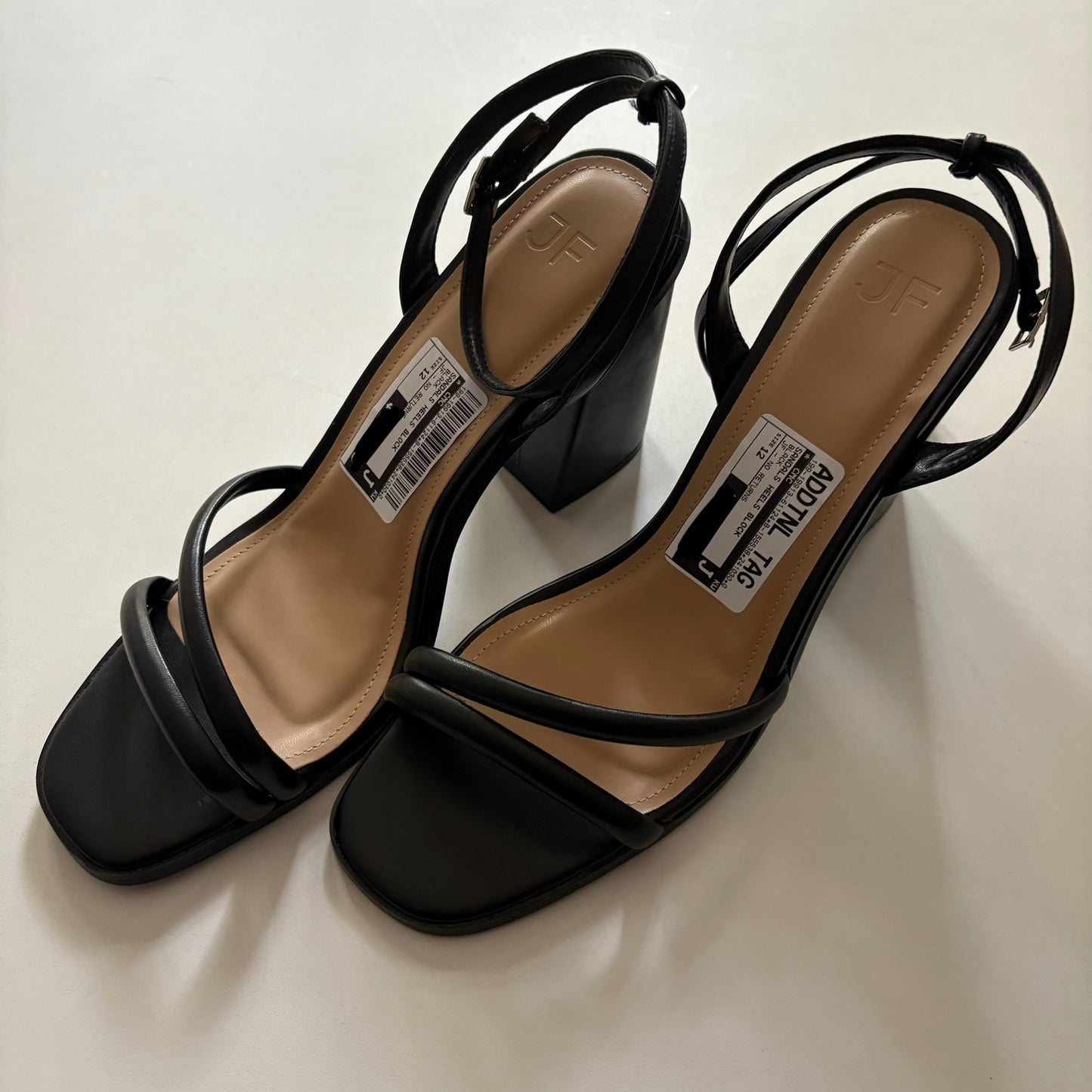 Sandals Heels Block By JF In Black, Size: 12