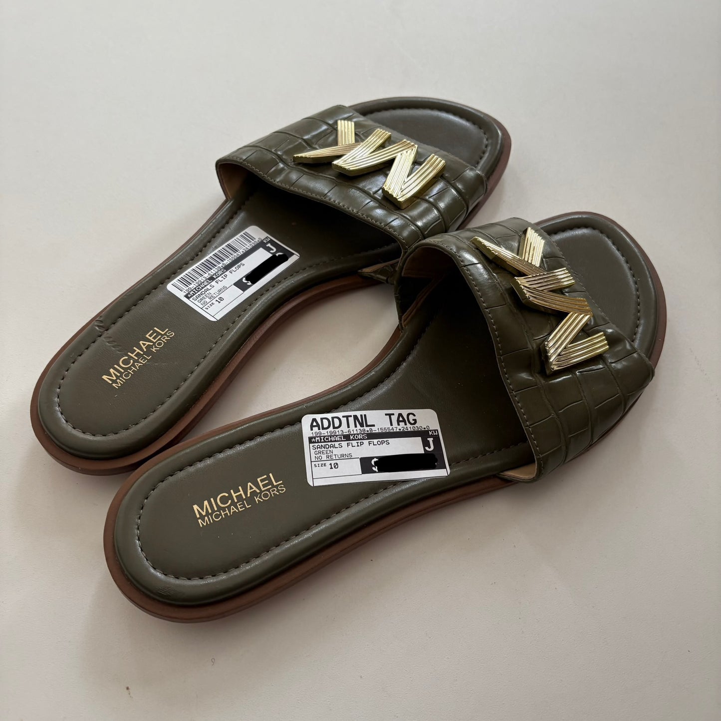 Sandals Flip Flops By Michael Kors In Green, Size: 10