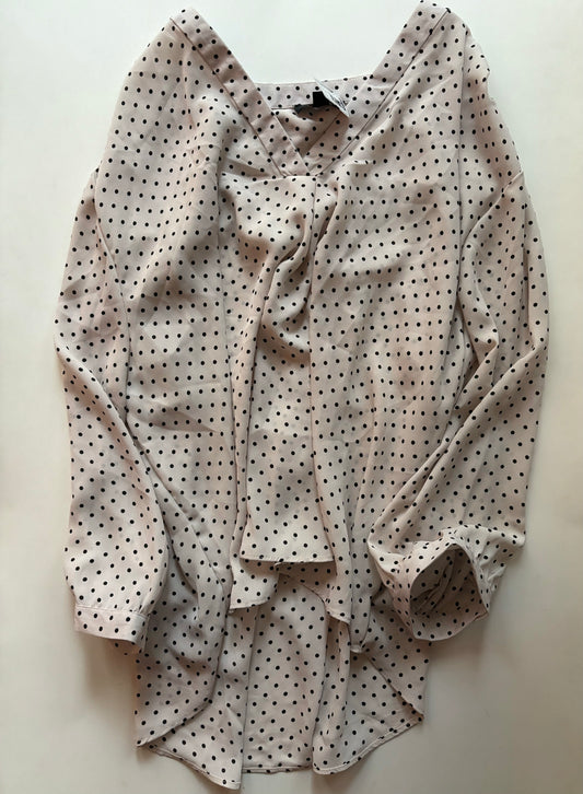 Blouse Long Sleeve By Grace In Polkadot Pattern, Size: 2x