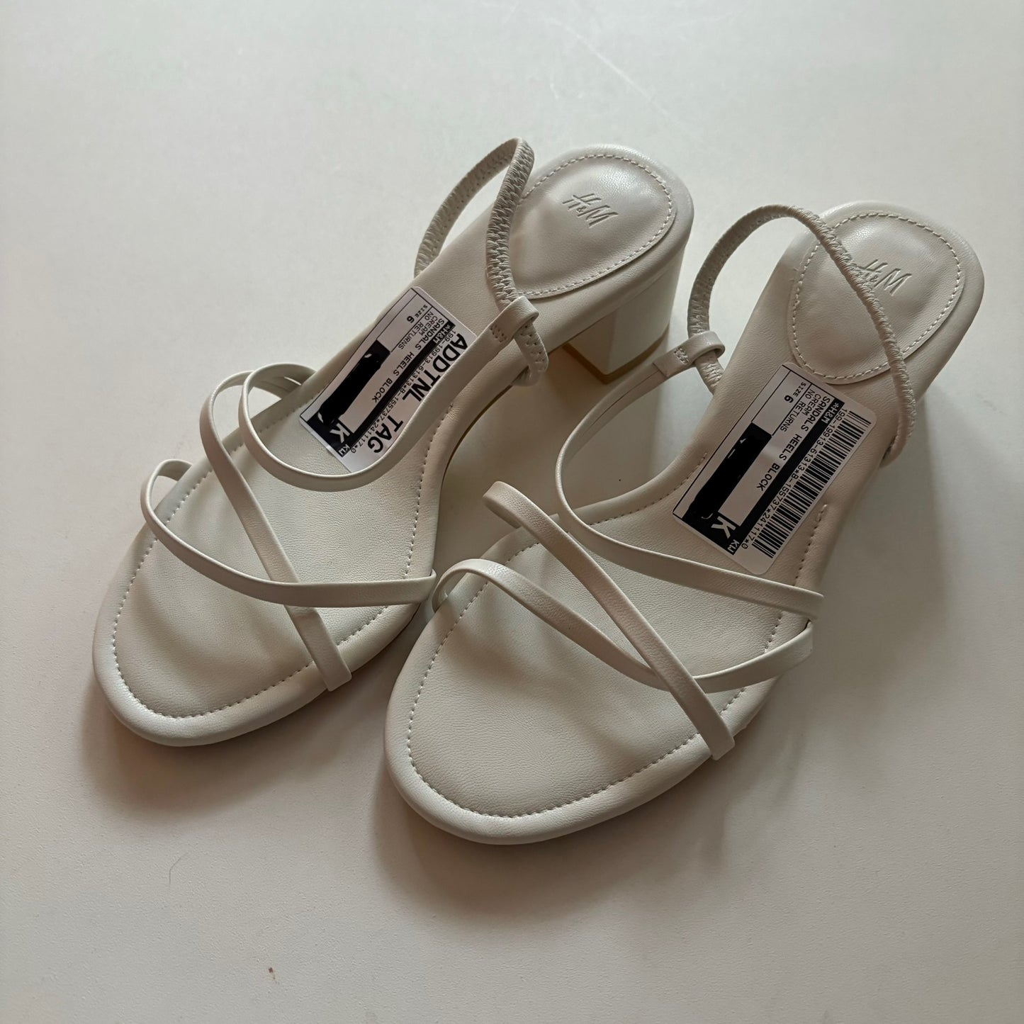 Sandals Heels Block By H&m In Cream, Size: 6