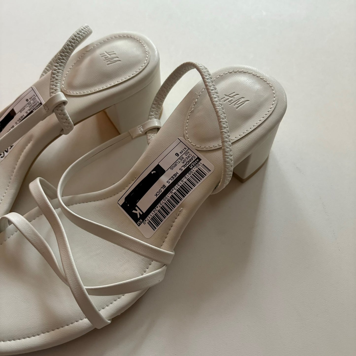 Sandals Heels Block By H&m In Cream, Size: 6