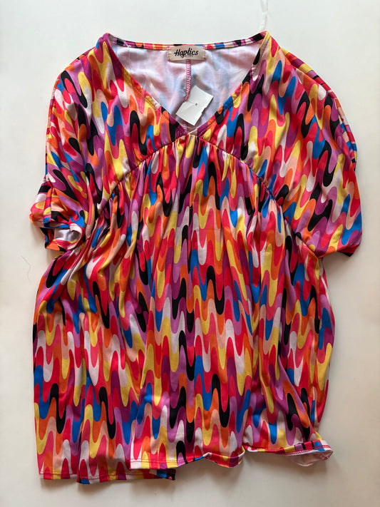 Blouse Short Sleeve By Haptics In Multi-colored, Size: 1x