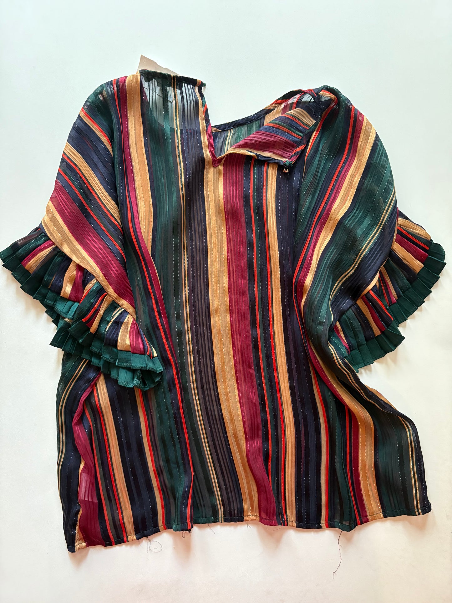 Blouse Short Sleeve By Oreese In Striped Pattern, Size: L