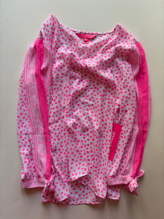 Blouse Long Sleeve By Lilly Pulitzer In Polkadot Pattern, Size: Xs