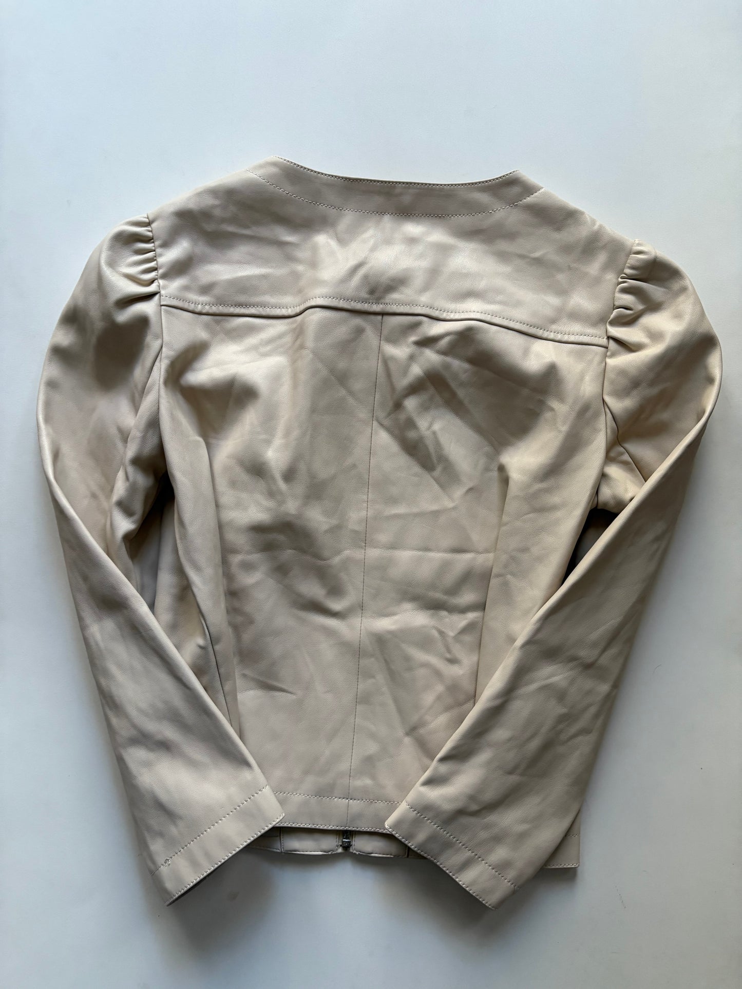 Jacket Moto By Ann Taylor In Cream, Size: Xs