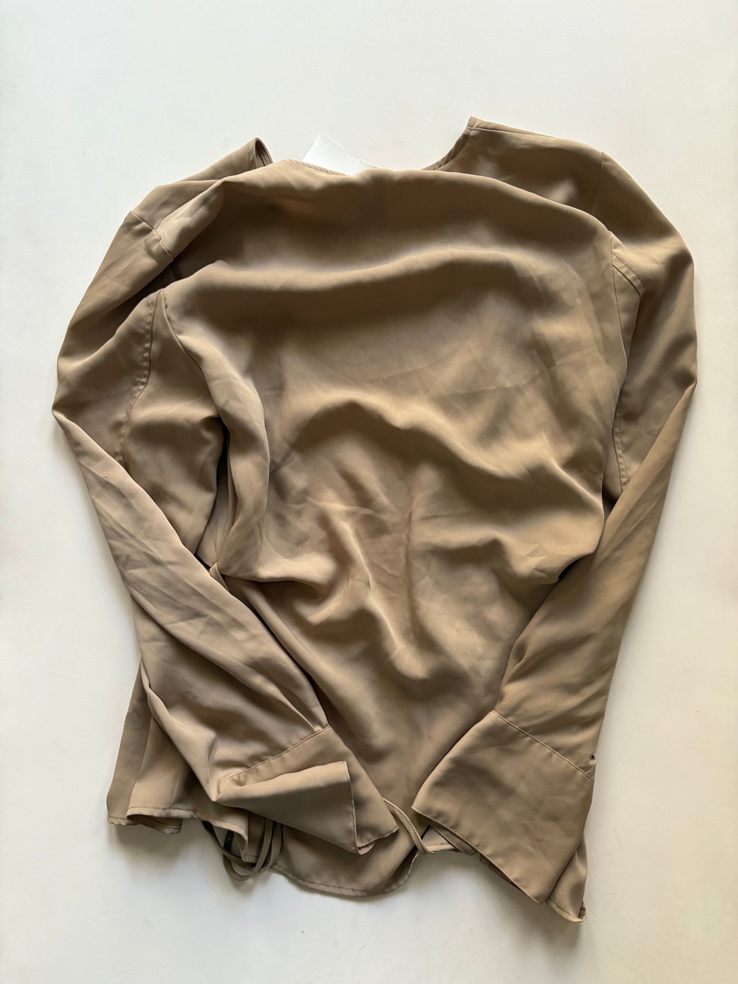 Blouse Long Sleeve By H&m In Tan, Size: S