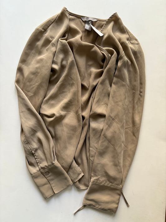 Blouse Long Sleeve By H&m In Tan, Size: S