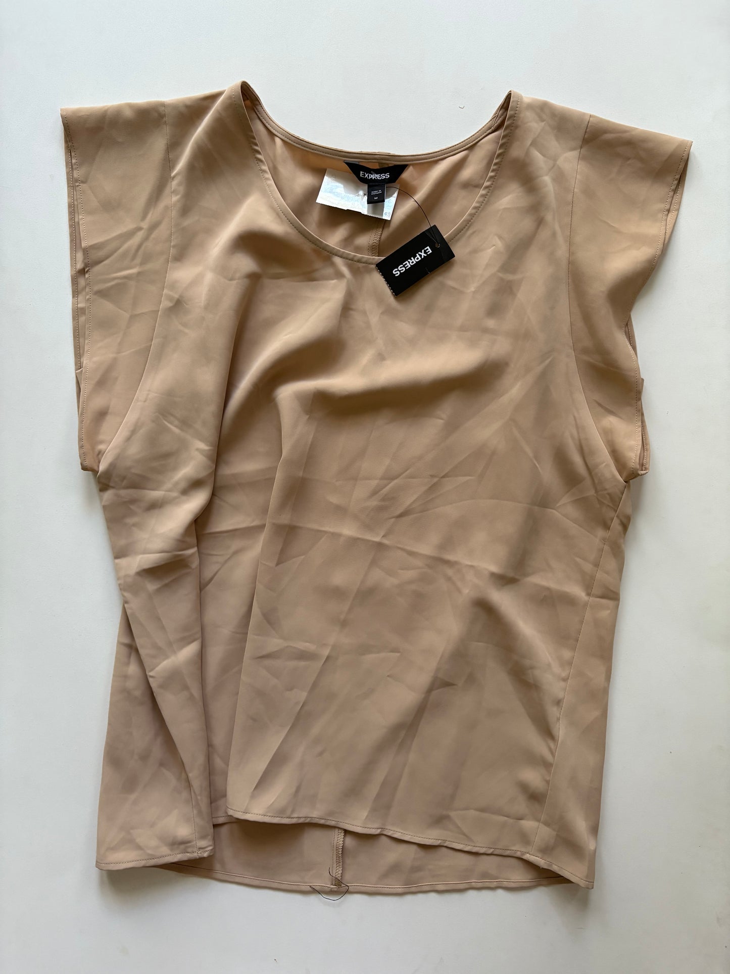 Blouse Short Sleeve By Express In Tan, Size: M