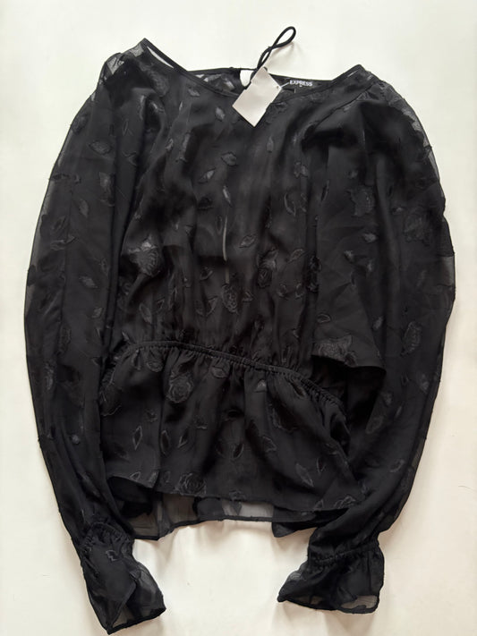 Blouse Long Sleeve By Express In Black, Size: S