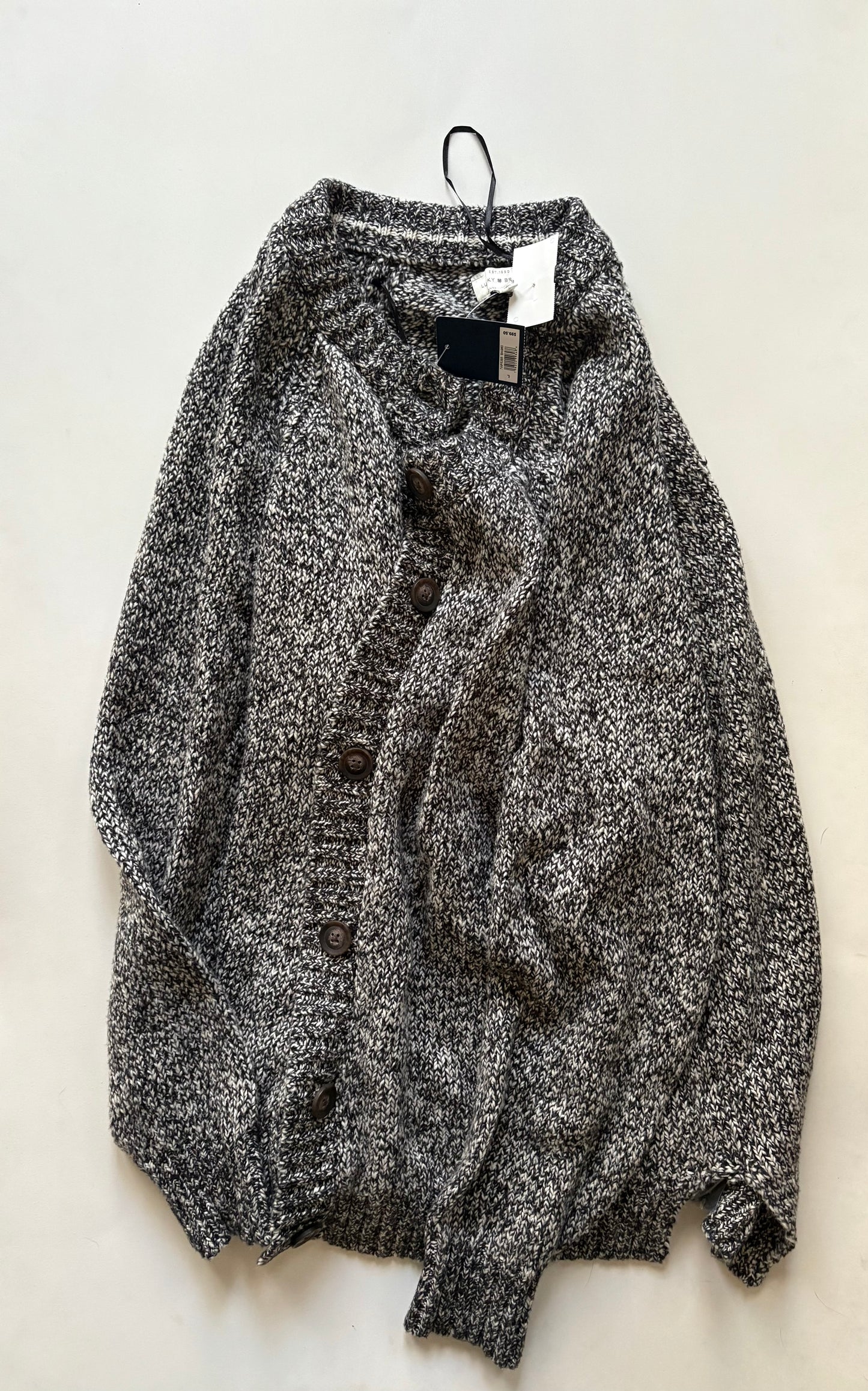 Sweater Cardigan By Lucky Brand In Black, Size: L