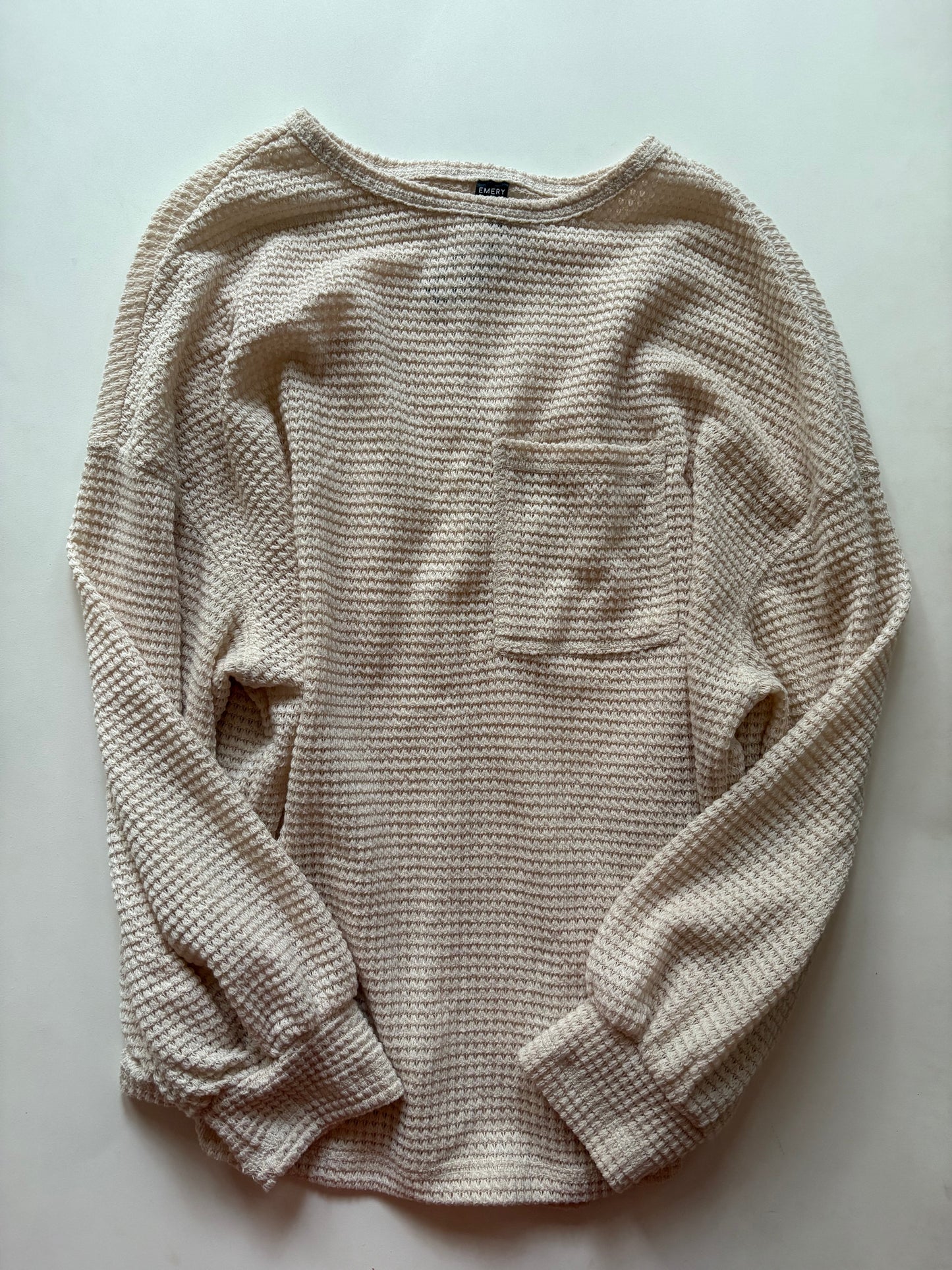 Top Long Sleeve By Emery Rose In Cream, Size: L