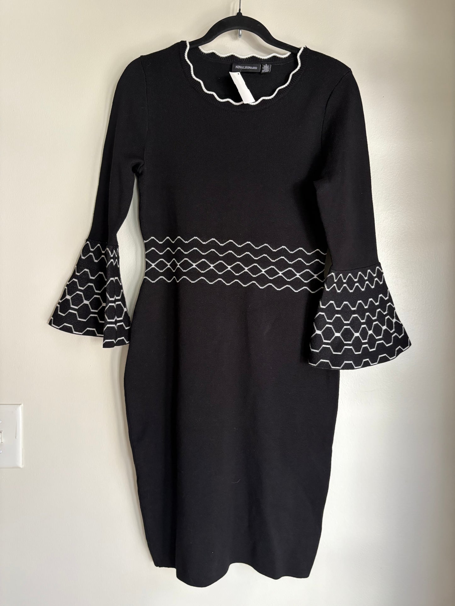 Dress Work By Nina Leonard In Black & White, Size: S