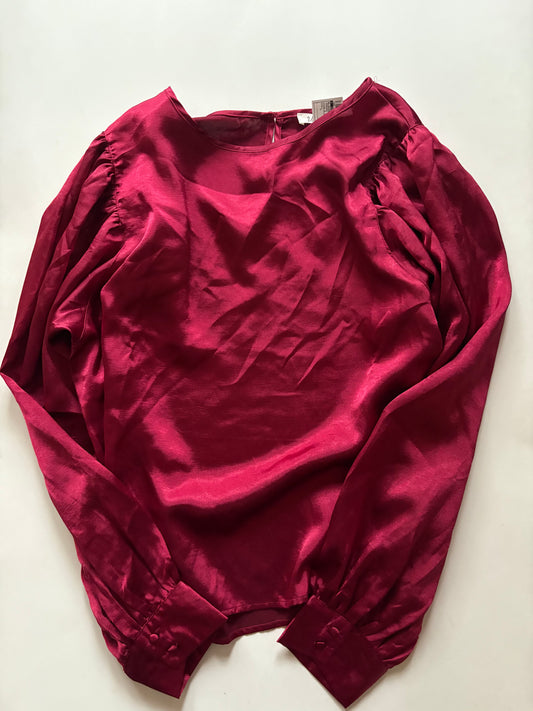 Blouse Long Sleeve By Vine & Love In Maroon, Size: L