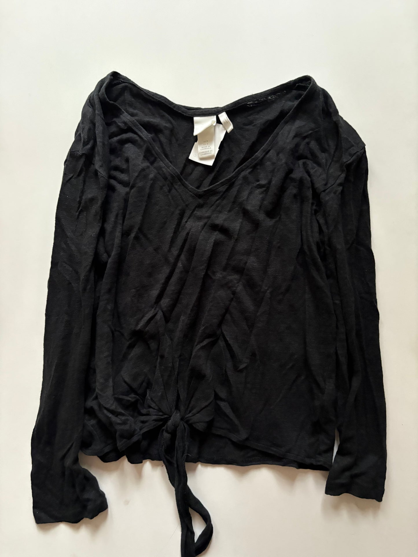 Top Long Sleeve By H&m In Black, Size: M