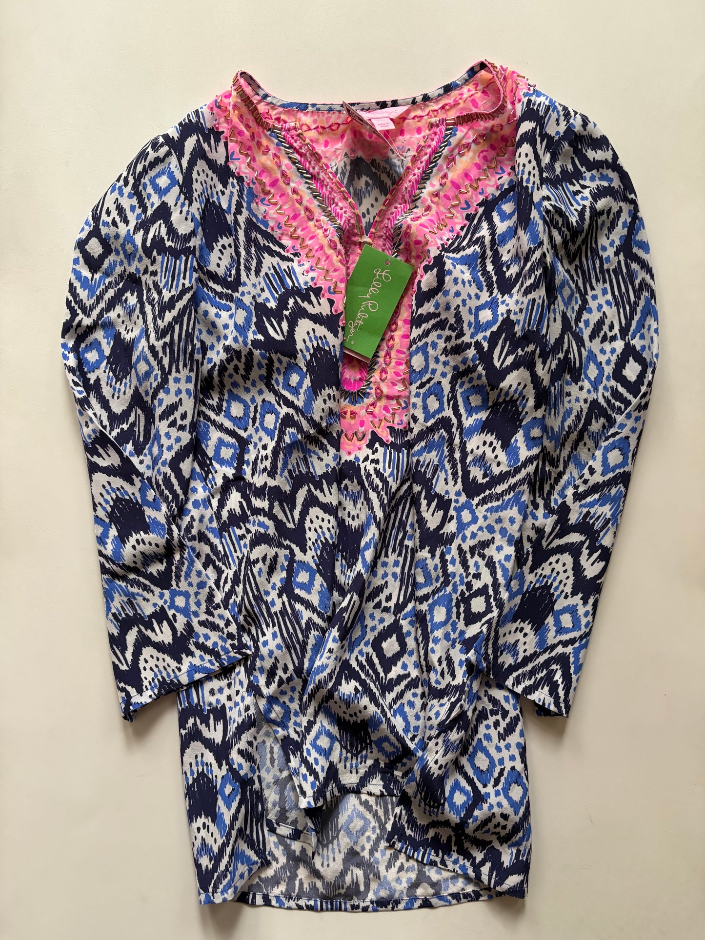 Blouse Long Sleeve By LILLY PULITZER  In Blue & Pink, Size: Xxs