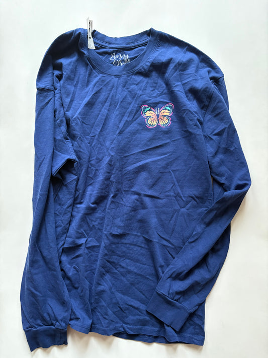 Top Long Sleeve By Benny & Belle In Blue, Size: L