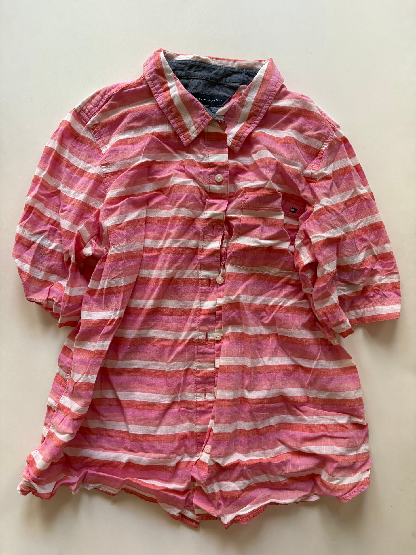Top Short Sleeve By Tommy Hilfiger In Striped Pattern, Size: L