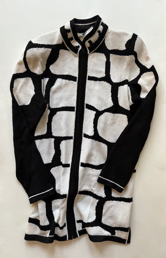 Sweater Cardigan By Cmc In Black & Cream, Size: M