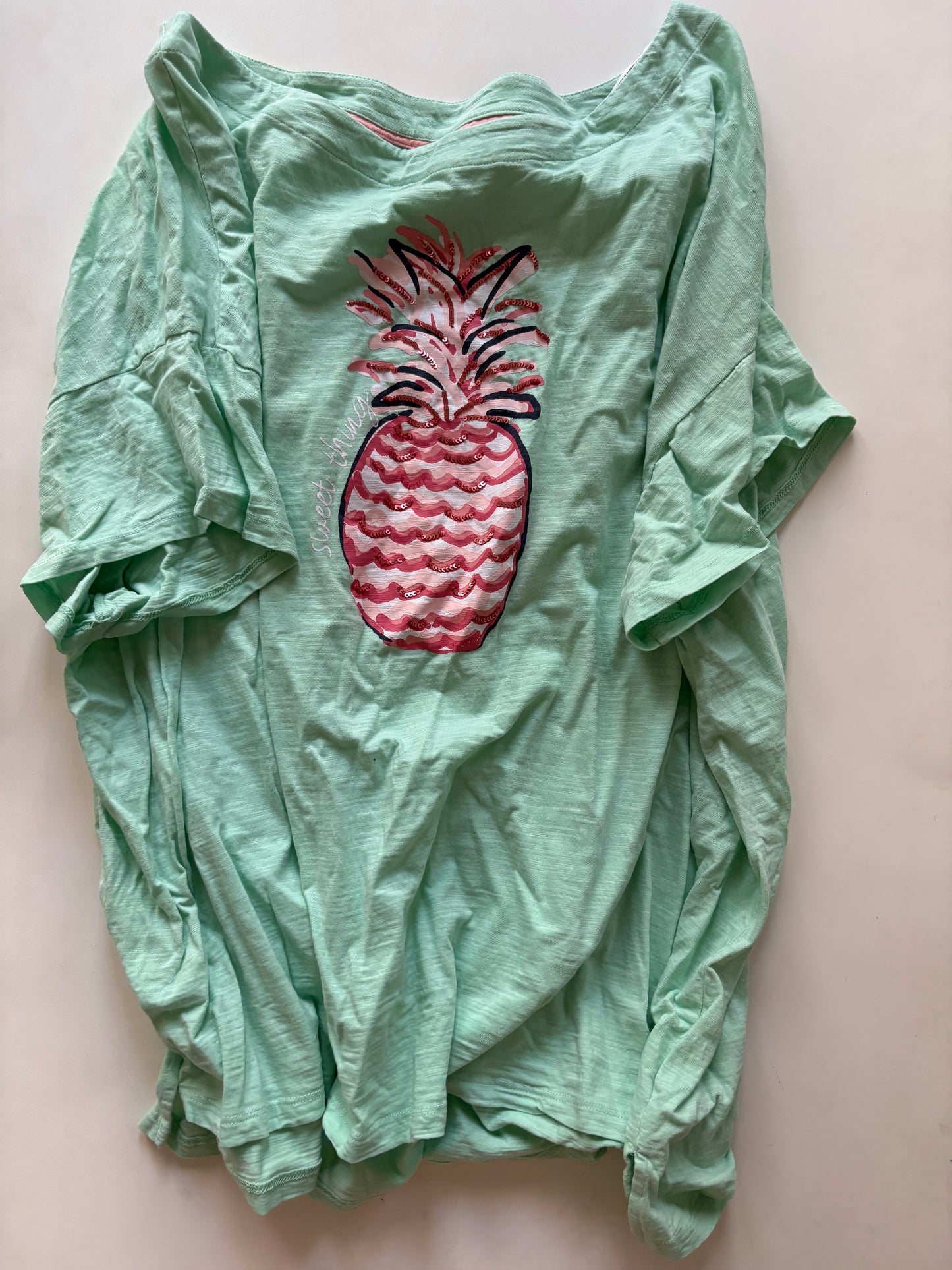 Top Short Sleeve By Kim Rogers In Green, Size: 3x