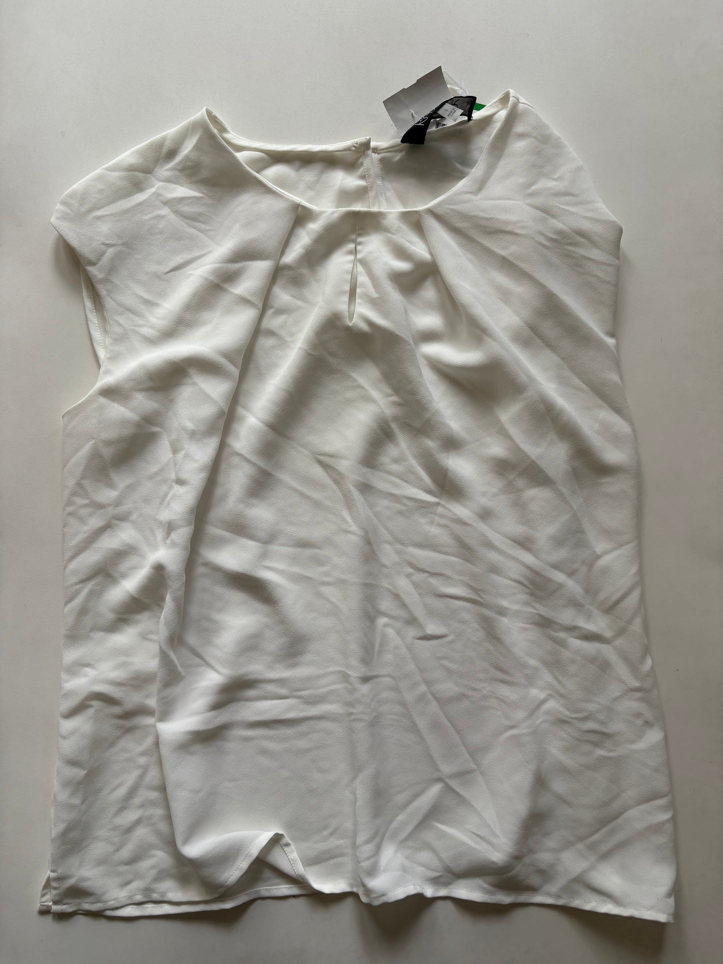 Blouse Short Sleeve By Kasper In White, Size: L