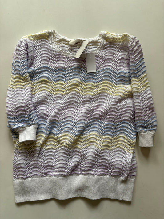 Sweater Short Sleeve By Loft In Striped Pattern, Size: L