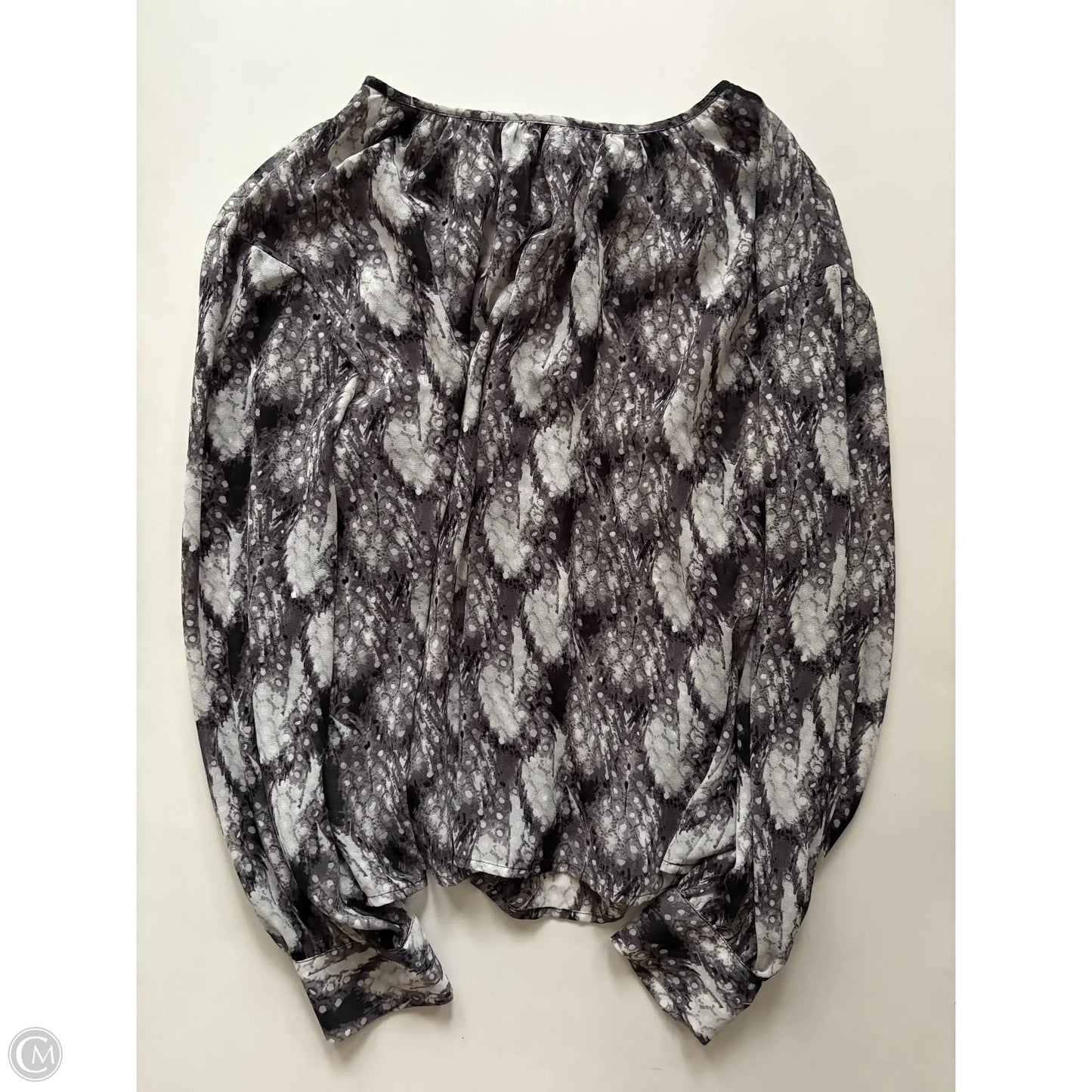 Blouse Long Sleeve By Worthington In Grey, Size: Xl