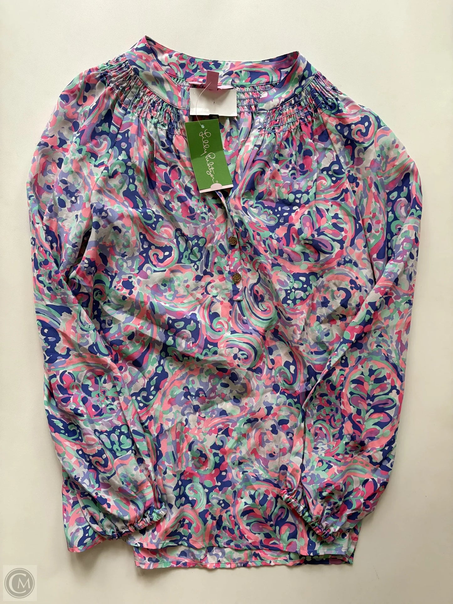 Blouse Long Sleeve By Lilly Pulitzer In Navy, Size: Xs