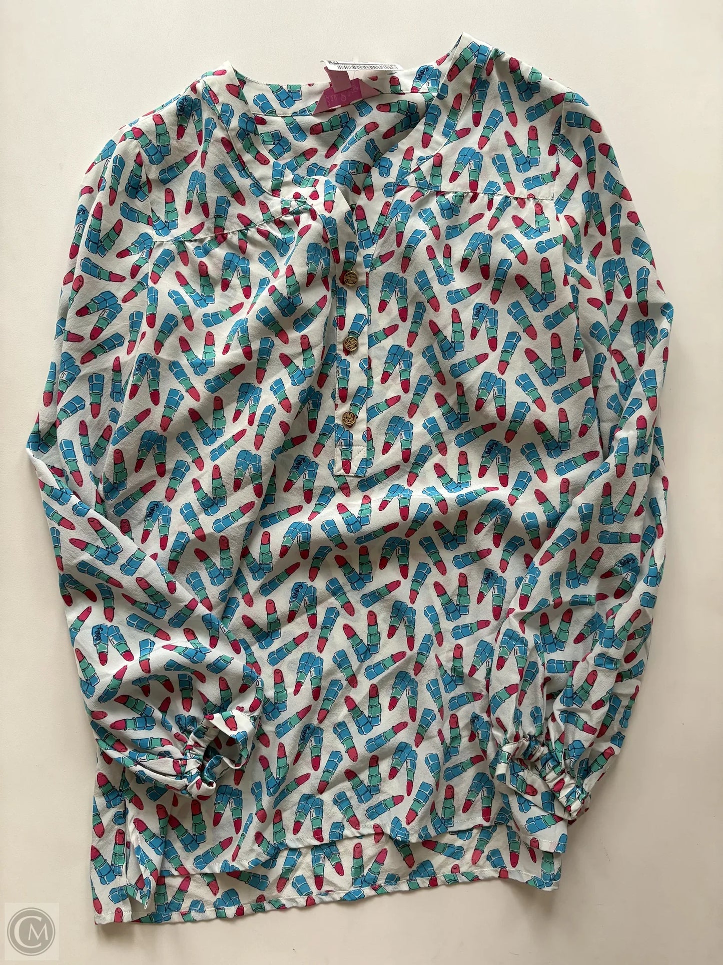 Blouse Long Sleeve By Lilly Pulitzer In Multi-colored, Size: S