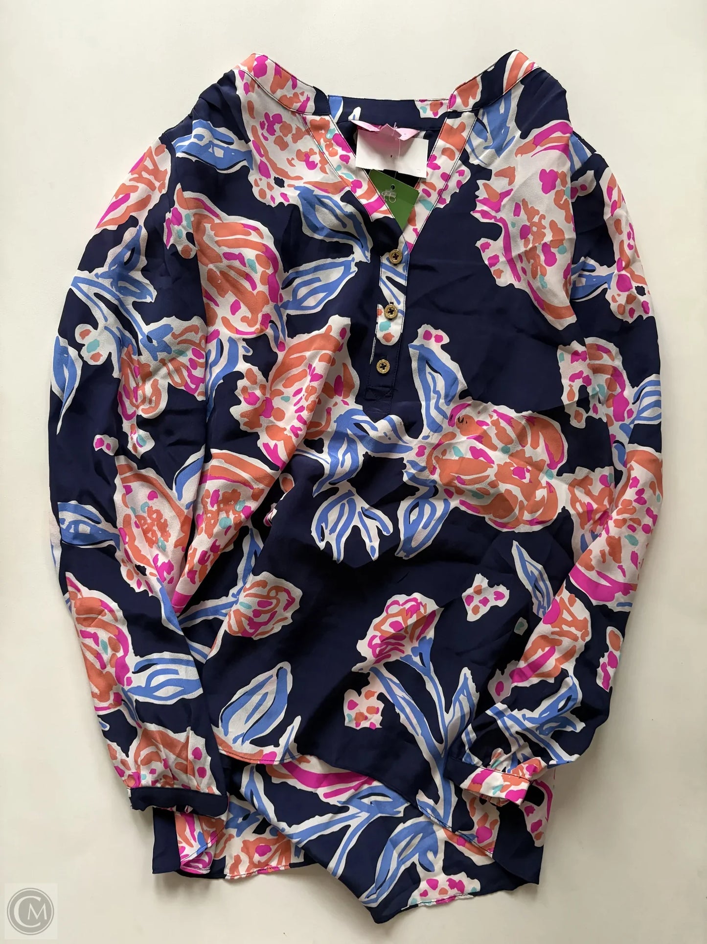 Blouse Long Sleeve By Lilly Pulitzer In Multi-colored, Size: Xs