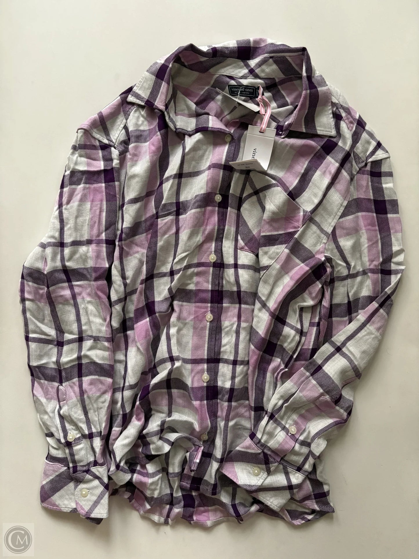 Top Long Sleeve By Vineyard Vines In Plaid Pattern, Size: Xs