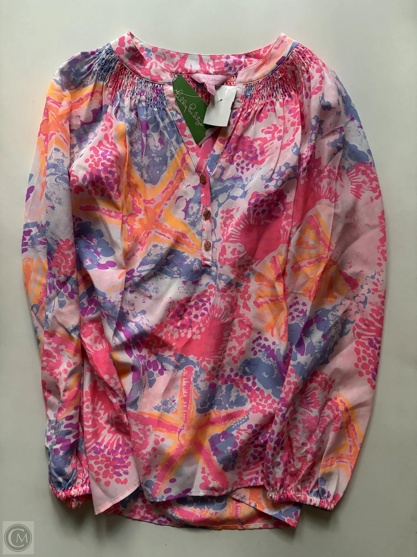 Blouse Long Sleeve By Lilly Pulitzer In Multi-colored, Size: S
