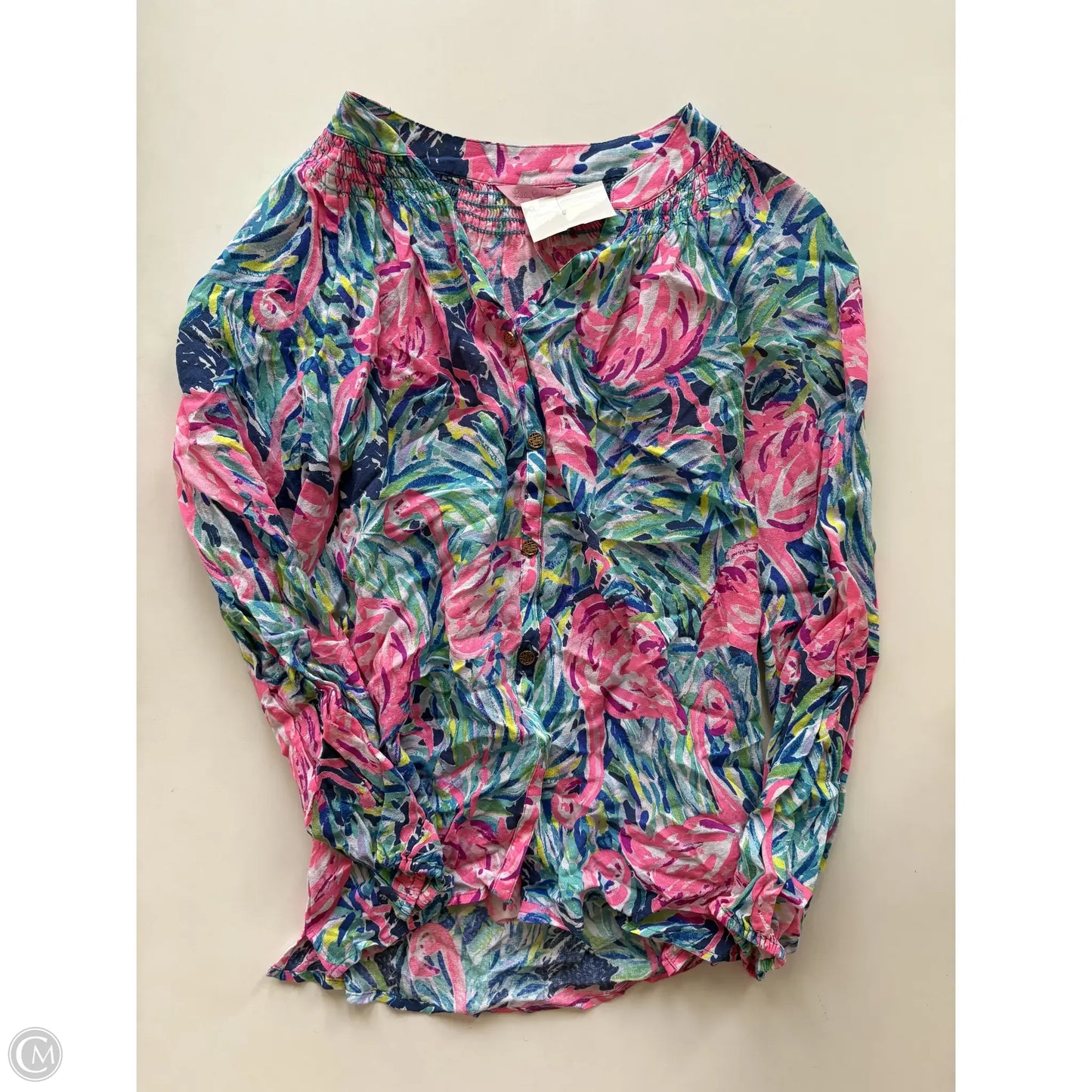 Blouse Long Sleeve By Lilly Pulitzer  In Multi-colored, Size: S